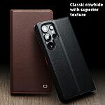 Θήκη Samsung Galaxy S25 Ultra 5G QIALINO book v2 από Premium αυθεντικό δέρμα Genuine Cowhide καφέ σκούρο - Image 4