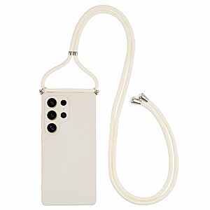 Θήκη Samsung Galaxy S25 Ultra 5G OEM Soft Silicone Sockproof πλάτη με κορδόνι από αντικραδασμικό TPU λευκό