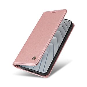 υποδοχή καρτών και μαγνητικό κούμπωμα Flip Wallet από συνθετικό δέρμα και TPU ροζ χρυσό
