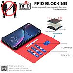 Θήκη Xiaomi Redmi Note 14 Pro 4G BINFEN COLOR Leather Wallet Double Stitching Lines series 13 με βάση στήριξης, υποδοχές καρτών και μαγνητικό κούμπωμα κόκκινο - Image 4