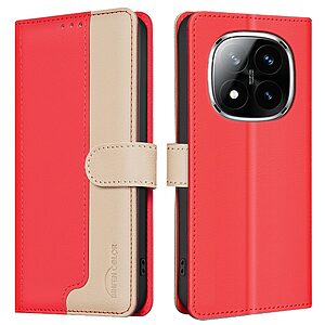 Θήκη Xiaomi Redmi Note 14 Pro 5G / Poco X7 5G BINFEN COLOR Leather Wallet Double Stitching Lines series 13 με βάση στήριξης