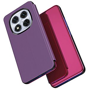 Θήκη Xiaomi Redmi Note 14 Pro 5G / Poco X7 5G OEM Mirror Surface View New Edition Stand Case Cover Flip Window μωβ