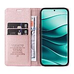 υποδοχή καρτών και μαγνητικό κούμπωμα Flip Wallet από συνθετικό δέρμα και TPU ροζ χρυσό