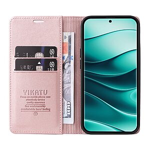 υποδοχή καρτών και μαγνητικό κούμπωμα Flip Wallet από συνθετικό δέρμα και TPU ροζ χρυσό