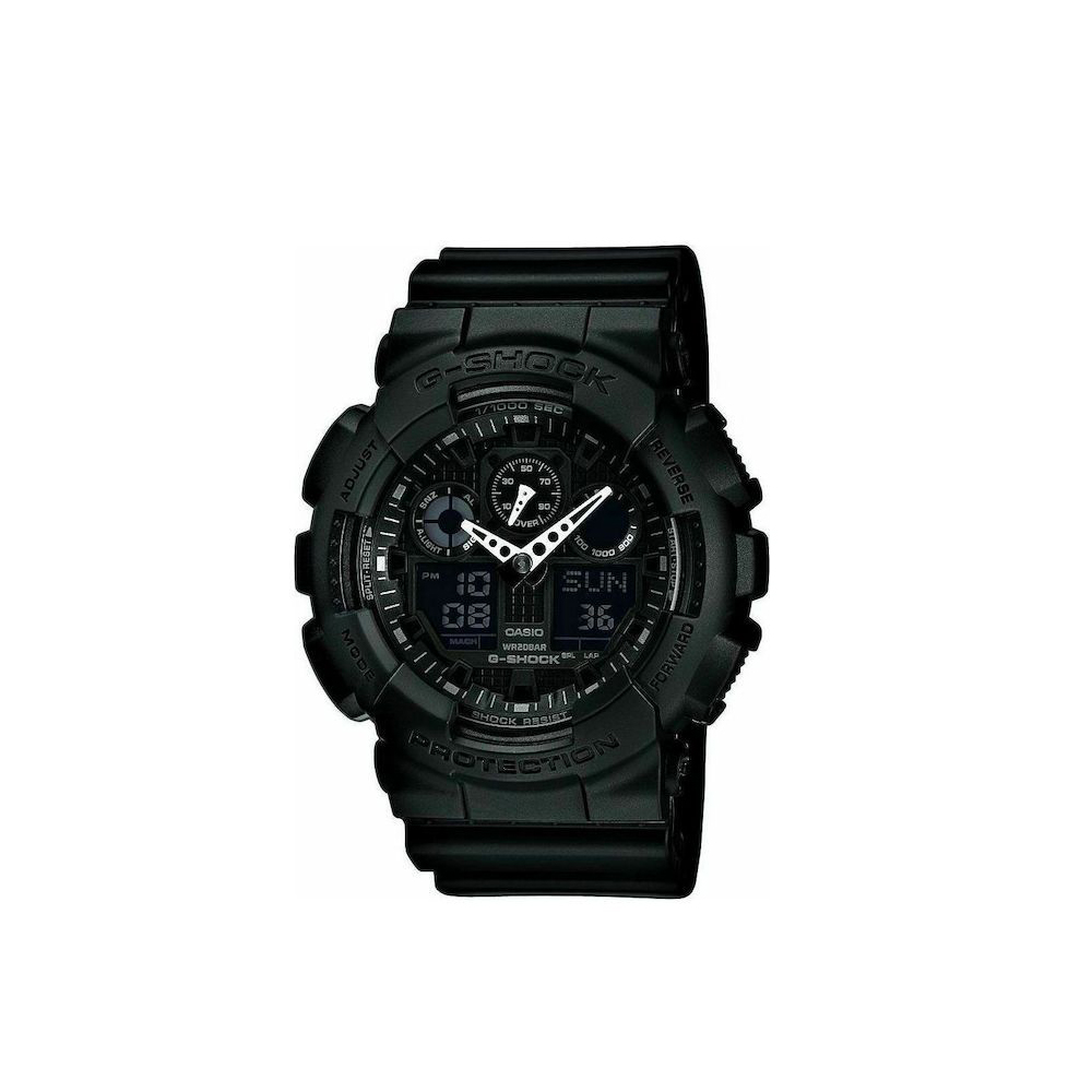 0056945_0 Casio Ρολόι G-Shock Καουτσούκ Λουράκι Μαύρο (GA-100-1A1ER) (CASGA1001A1ER) - Image 1