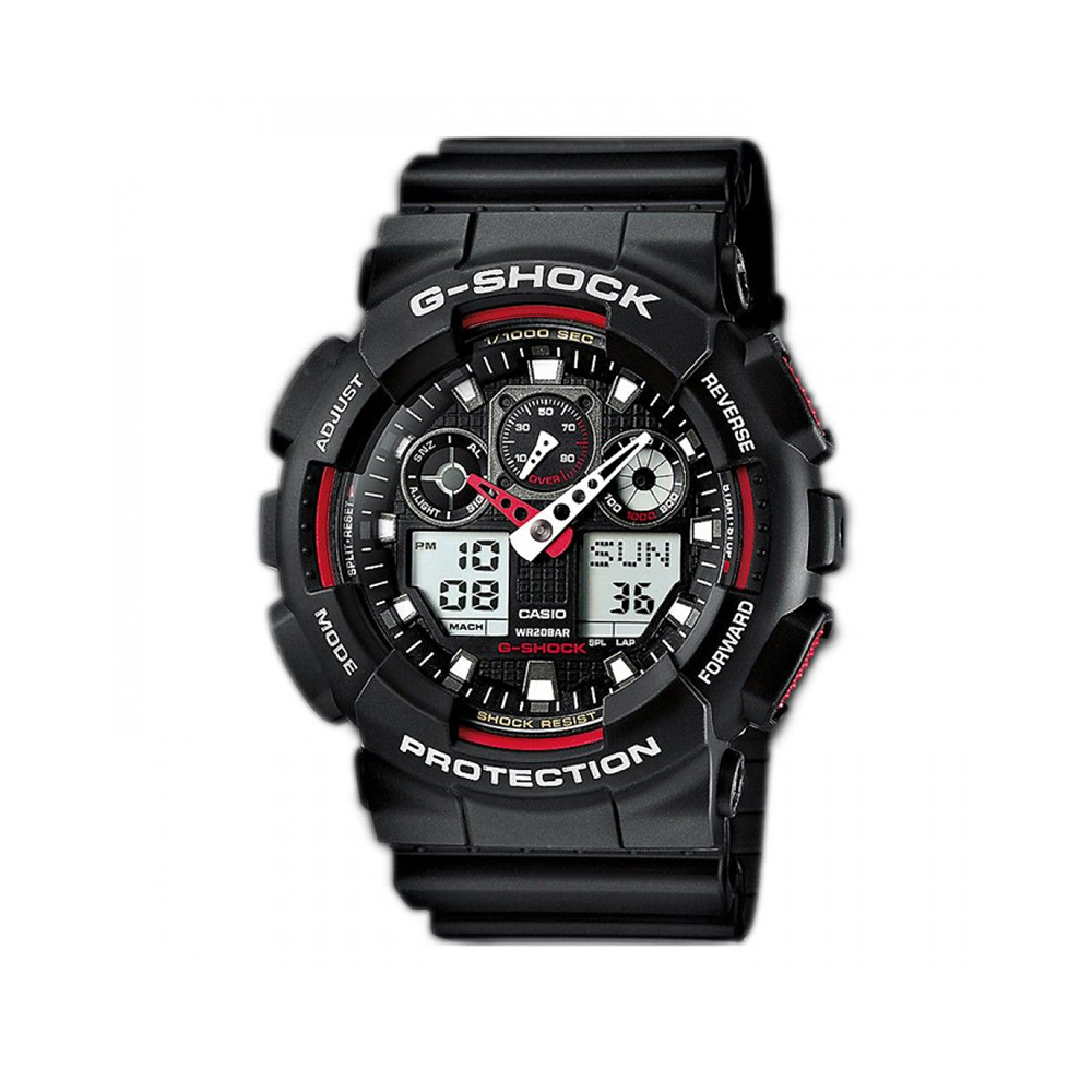 0056946_0 Casio G-Shock Analog/Digital Battery Watch with Rubber Strap Black (GA-100-1A4ER) (CASGA1001A4ER) - Image 1