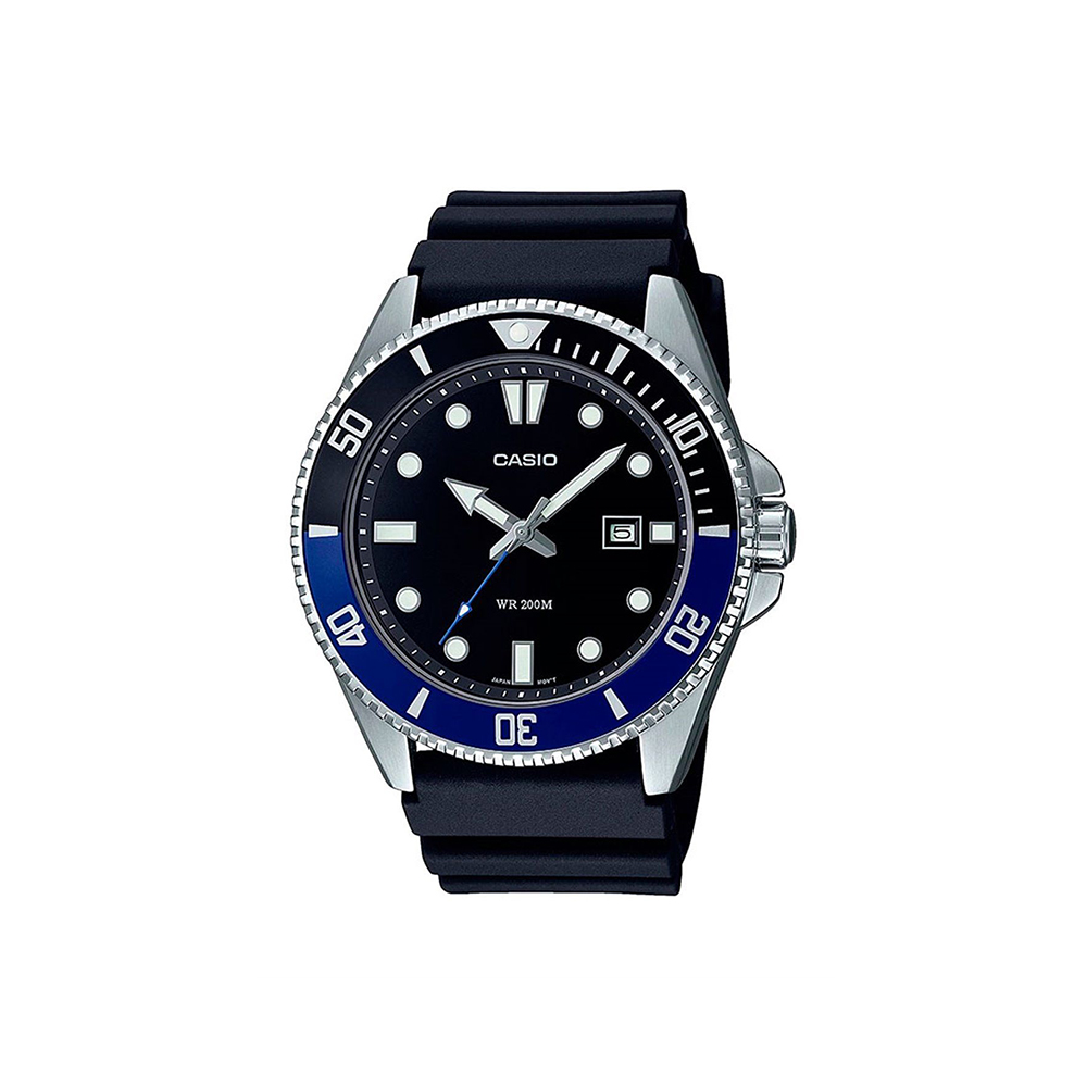 0056955_0 Casio Ρολόι Μπαταρίας με Καουτσούκ Λουράκι σε Μαύρο (MDV-107-1A2) (CASMDV1071A2) - Image 1