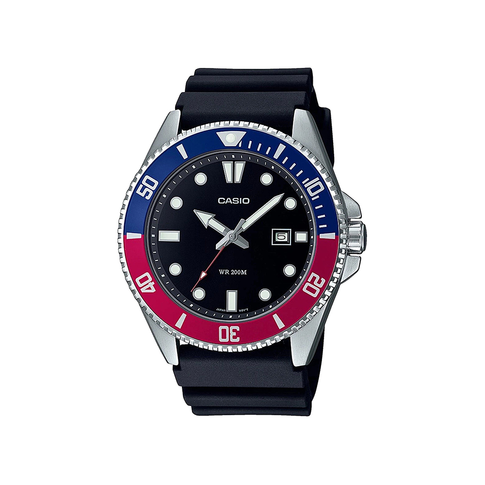 0056956_0 Casio Ρολόι Μπαταρίας με Καουτσούκ Λουράκι σε Μαύρο (MDV-107-1A3) (CASMDV1071A3) - Image 1