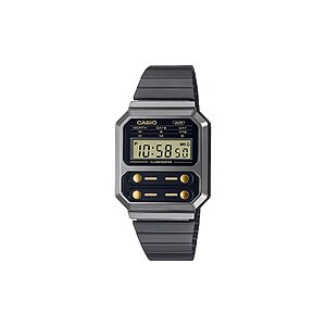 Casio Vintage Edgy Ρολόι Χρονογράφος Μπαταρίας με Μαύρο Μεταλλικό Μπρασελέ (A100WEGG-1A2EF) (CASA100WEGG1A2EF)