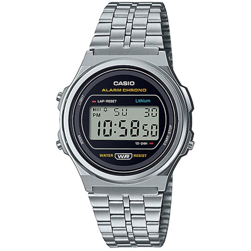 0064282_0 Casio Vintage Round Ψηφιακό Ρολόι Μπαταρίας με Ασημί Μεταλλικό Μπρασελέ (A171WE-1AEF) (CASA171WE1AEF) - Image 1