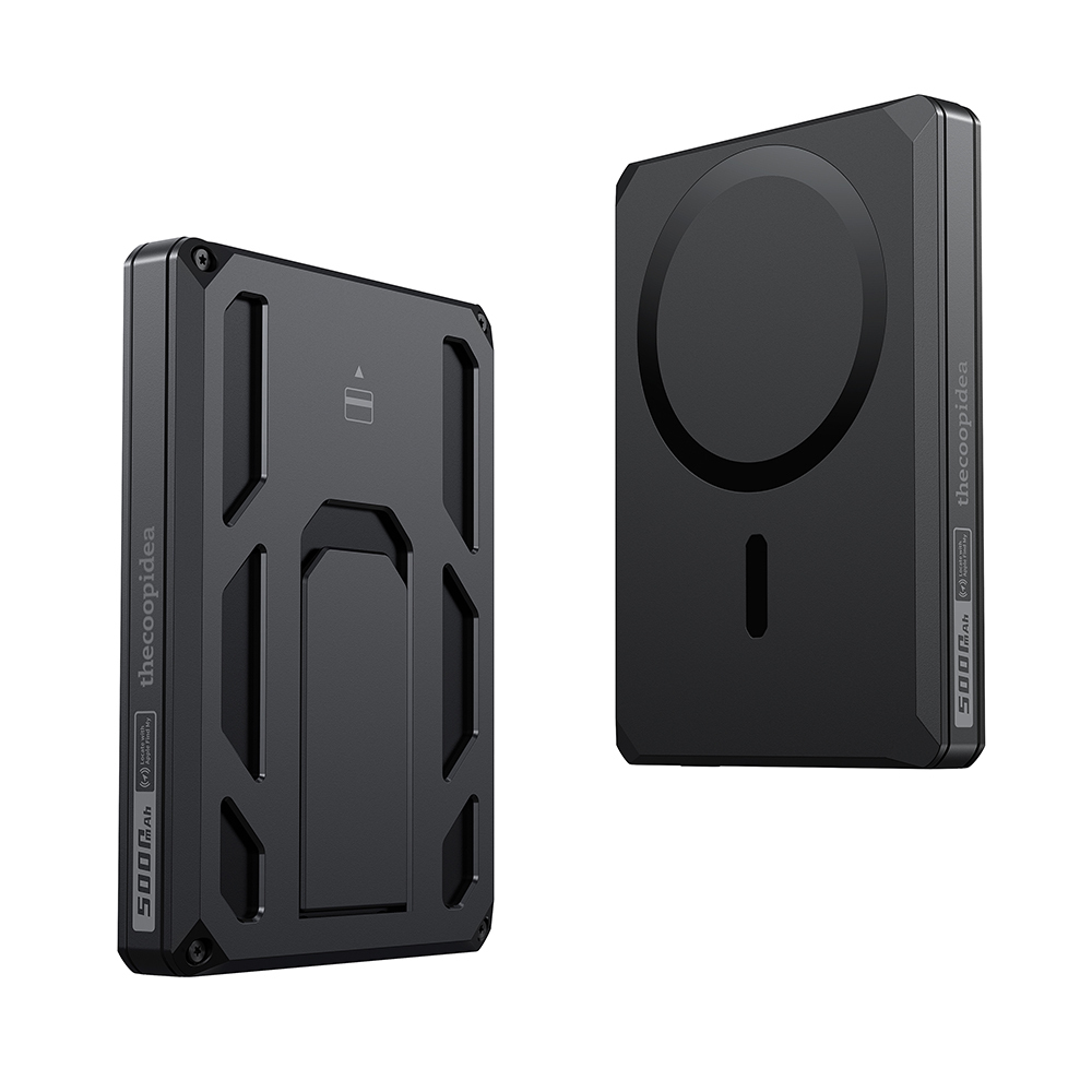 038983-1 Power Bank Veger X5 6 in 1 με ενσωματωμένο Apple Certified Airtag (Find My) και stand Wireless Charging και δυνατότητα fast charging 5000mAh μαύρο