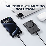 Power Bank Veger X5 6 in 1 με ενσωματωμένο Apple Certified Airtag (Find My) και stand Wireless Charging και δυνατότητα fast charging 5000mAh μαύρο