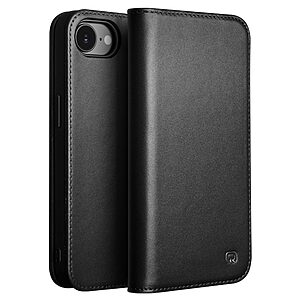 Θήκη iPhone 16e QIALINO book v2 από Premium αυθεντικό δέρμα Genuine Cowhide μαύρο