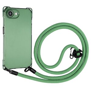 Θήκη iPhone 16e OEM Soft Silicone Sockproof v3 πλάτη με κορδόνι από αντικραδασμικό TPU πράσινο