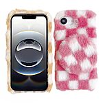 Θήκη iPhone 16e OEM Σχέδιο Fluffy 3d Χνουδωτή με ενσωματομένο καθρέφτη από σιλοκόνη και TPU ροζ - Image 2