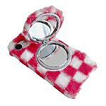 Θήκη iPhone 16e OEM Σχέδιο Fluffy 3d Χνουδωτή με ενσωματομένο καθρέφτη από σιλοκόνη και TPU ροζ - Image 3