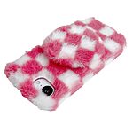 Θήκη iPhone 16e OEM Σχέδιο Fluffy 3d Χνουδωτή με ενσωματομένο καθρέφτη από σιλοκόνη και TPU ροζ - Image 4