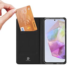 υποδοχή καρτών και μαγνητικό κούμπωμα Flip Wallet από συνθετικό δέρμα και TPU μαύρο