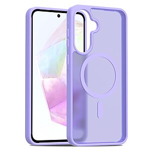 Θήκη Samsung Galaxy A36 / A56 Mad Mask Silicone Sockproof Frame συμβατό με MagSafe φορτιστή Transparent Πλάτη TPU μωβ