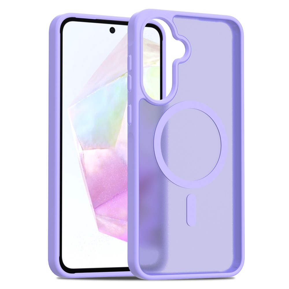 Θήκη Samsung Galaxy A36 / A56 Mad Mask Silicone Sockproof Frame συμβατό με MagSafe φορτιστή Transparent Πλάτη TPU μωβ Θήκη Samsung Galaxy A36 / A56 Mad Mask Silicone Sockproof Frame συμβατό με MagSafe φορτιστή Transparent Πλάτη TPU μωβ