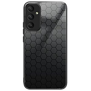 Θήκη Samsung Galaxy A36 OEM σχέδιο Honeycomb με πλάτη από Tempered Glass και εσωτερικό TPU