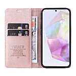 υποδοχή καρτών και μαγνητικό κούμπωμα Flip Wallet από συνθετικό δέρμα και TPU ροζ χρυσό