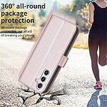 Θήκη Samsung Galaxy A56 BINFEN COLOR Leather Wallet series 12 με βάση στήριξης, υποδοχές καρτών και μαγνητικό κούμπωμα ροζ χρυσό - Image 5