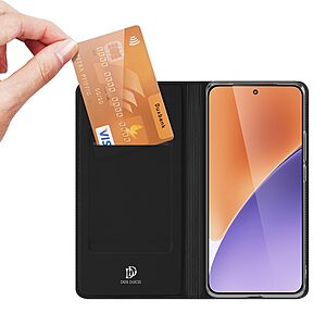 υποδοχή καρτών και μαγνητικό κούμπωμα Flip Wallet από συνθετικό δέρμα και TPU μαύρο