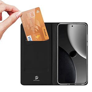 υποδοχή καρτών και μαγνητικό κούμπωμα Flip Wallet από συνθετικό δέρμα και TPU μαύρο