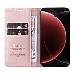 υποδοχή καρτών και μαγνητικό κούμπωμα Flip Wallet από συνθετικό δέρμα και TPU ροζ χρυσό