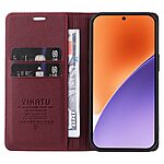 υποδοχή καρτών και μαγνητικό κούμπωμα Flip Wallet από συνθετικό δέρμα και TPU κόκκινο σκούρο