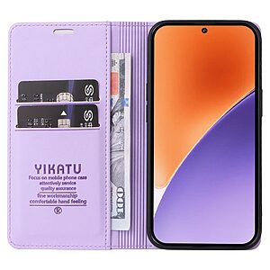 υποδοχή καρτών και μαγνητικό κούμπωμα Flip Wallet από συνθετικό δέρμα και TPU μωβ