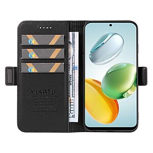 υποδοχή καρτών και μαγνητικό κούμπωμα Flip Wallet από συνθετικό δέρμα και TPU μαύρο