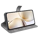 Θήκη Realme 14 Pro+ 5G OEM Leather Skin touch Feeling v2 με βάση στήριξης, υποδοχές καρτών και μαγνητικό κούμπωμα γκρι - Image 3