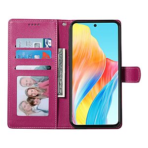 υποδοχές καρτών και μαγνητικό κούμπωμα Flip Wallet από συνθετικό δέρμα φούξια