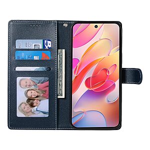 υποδοχές καρτών και μαγνητικό κούμπωμα Flip Wallet από συνθετικό δέρμα μπλε σκούρο