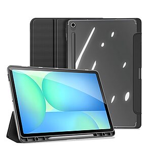 Θήκη Samsung Galaxy Tab S10 FE+ 13.1 DUX DUCIS Toby Series Tri-Fold με ειδική θέση για πενάκι και διάφανη ενισχυμένη πλάτη μαύρο