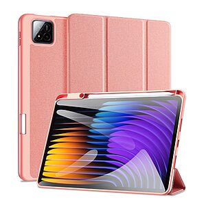 Θήκη Xiaomi Pad 7 11.2 / Pad 7 Pro 11.2 DUX DUCIS Domo Series Tri-Fold με ειδική θέση για πενάκι και ενισχυμένη εσωτερική πλάτη ροζ