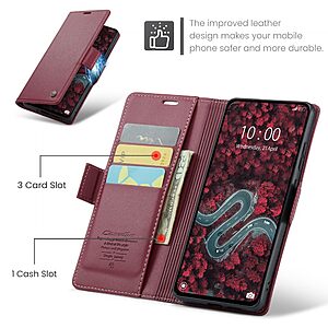 υποδοχές καρτών και μαγνητικό κούμπωμα από συνθετικό δέρμα και TPU κόκκινο