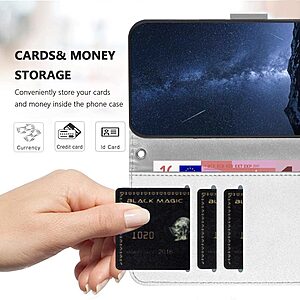 υποδοχές καρτών και εσωτερικό μαγνητικό κούμπωμα Flip Wallet από συνθετικό δέρμα ασημί