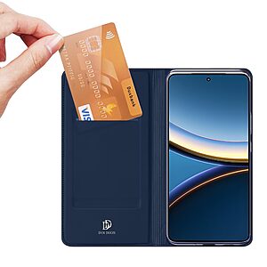 υποδοχή καρτών και μαγνητικό κούμπωμα Flip Wallet από συνθετικό δέρμα και TPU μπλε