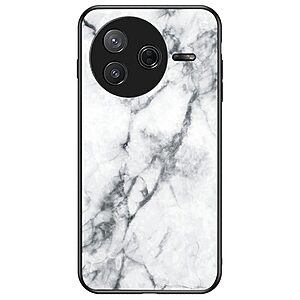 Θήκη Xiaomi Poco F7 Pro 5G / Poco F7 Ultra 5G OEM σχέδιο Marble με Πλάτη Tempered Glass TPU λευκό