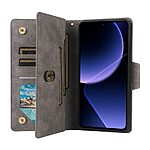 Θήκη Xiaomi Poco M7 Pro 5G OEM Leather Wallet Πορτοφόλι με βάση στήριξης, υποδοχές καρτών με φερμουάρ και μαγνητικό κούμπωμα από συνθετικό δέρμα και TPU γκρι - Image 3