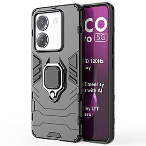 Θήκη Xiaomi Poco M7 Pro 5G Mad Mask Πλάτη Thin Armor με Μαγνητικό δαχτυλίδι και Βάση στήριξης TPU μαύρο