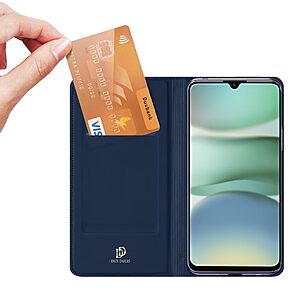 υποδοχή καρτών και μαγνητικό κούμπωμα Flip Wallet από συνθετικό δέρμα και TPU μπλε