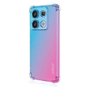 Θήκη Xiaomi Redmi Note 14S ENKAY Silicone Sockproof Anti-Slip Color Transparent Πλάτη TPU μπλε / ροζ