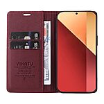 υποδοχή καρτών και μαγνητικό κούμπωμα Flip Wallet από συνθετικό δέρμα και TPU κόκκινο σκούρο