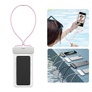 Αδιάβροχη Θήκη Baseus Let’s Go Slip Cover IPX8 (30m) με Πλήρη Λειτουργικότητα Αφής (7.2") – Λευκό / Ροζ