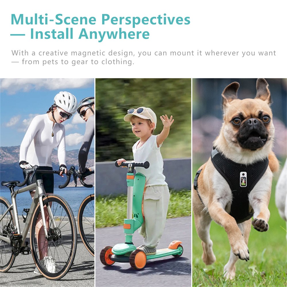 Αθλητική Κάμερα S70 με Περιστρεφόμενο Φακό, WiFi και Ανάλυση 2.7K – Ιδανική για Ποδηλασία, Κατοικίδια & FPV Λήψεις - λευκό 3 Μαγνητική κάμερα S70 σε λευκό χρώμα για πολλαπλές χρήσεις και εγκατάσταση οπουδήποτε, όπως σε ποδήλατο, παιδί ή κατοικίδιο