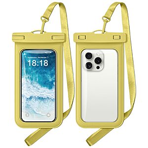 Διάφανη Αδιάβροχη Θήκη Κινητού PVC IPX8 (έως 7") - Κίτρινο